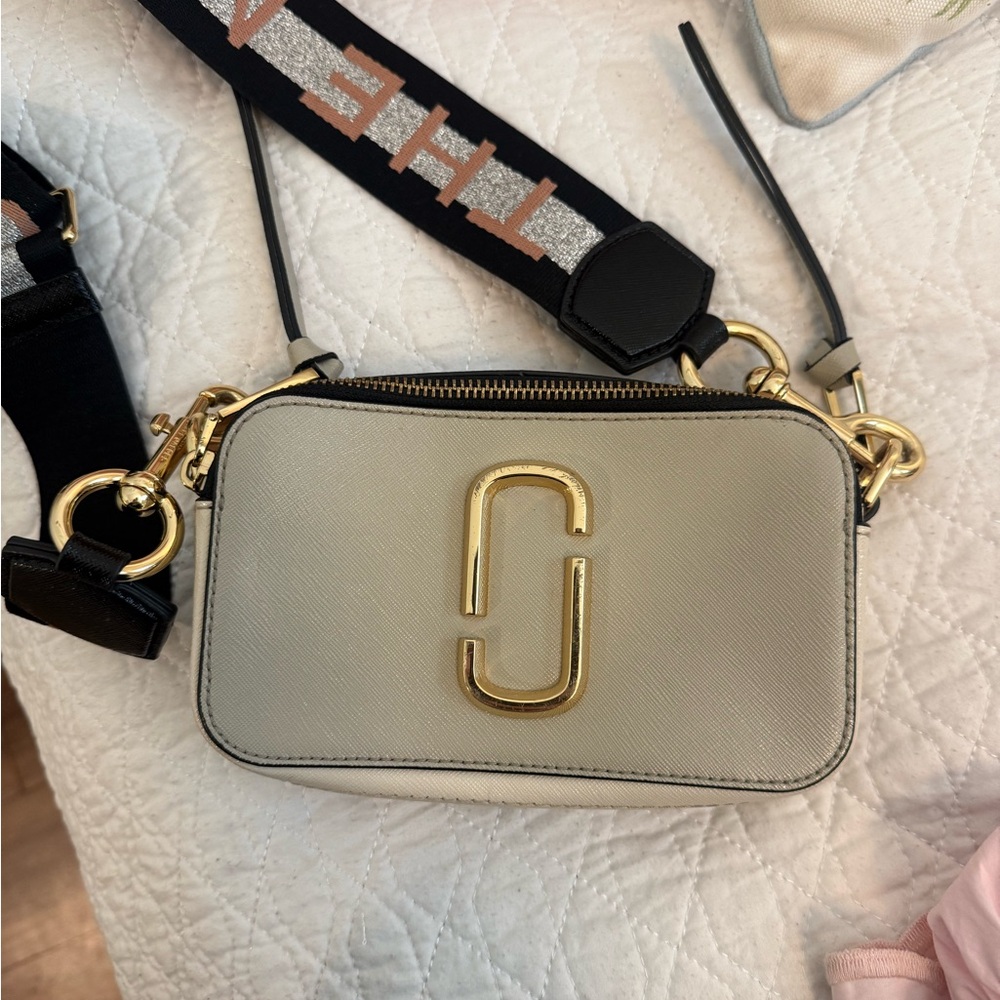 Marc Jacobs Cream Crossbody Bag with Gold Accents